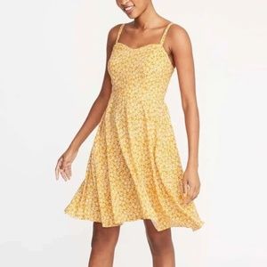 Old Navy Fit and Flare yellow floral cami dress